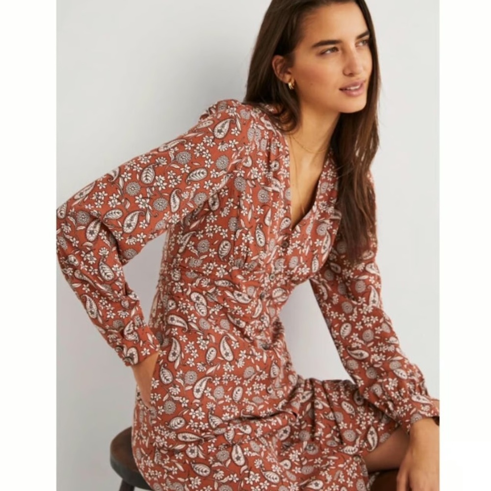 Boden midi tea dress, button through 12R, nwot